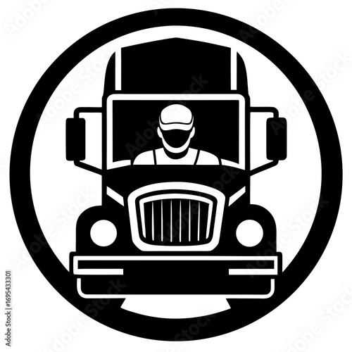 Truck Driver Behind the Wheel Vector Illustration: Transportation and Logistics Workforce Symbol