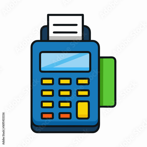 Credit Card Machine with Receipt Digital Payment Processing Illustration