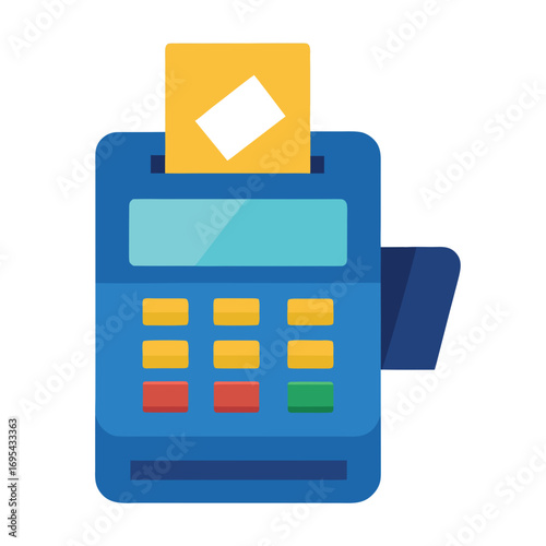 Credit Card Machine with Receipt Digital Payment Processing Illustration