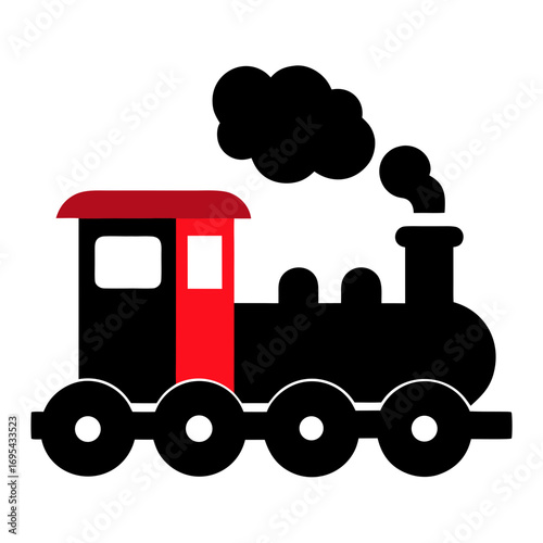 Toy Train Vector Illustration with Smoke Puffing for Creative Designs