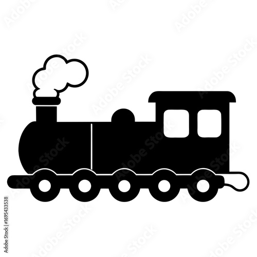 Toy Train Vector Illustration with Smoke Puffing for Creative Designs