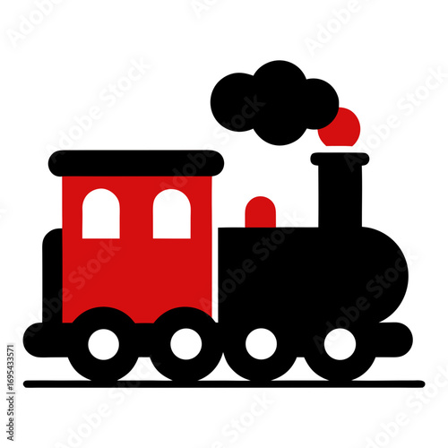 Toy Train Vector Illustration with Smoke Puffing for Creative Designs