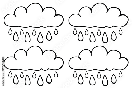Four clouds raining water weather