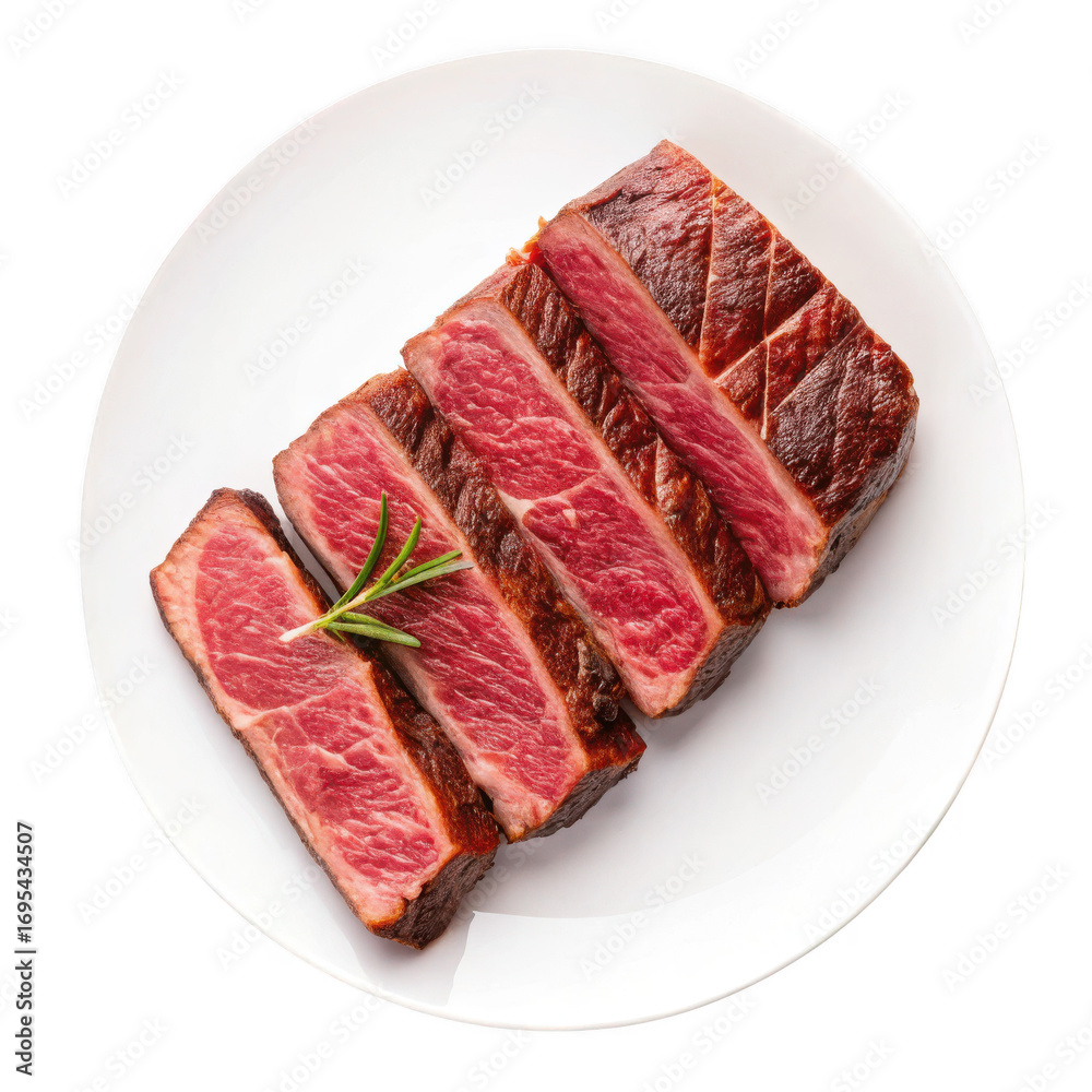 Fototapeta premium Sliced grilled beef steak isolated on transparent background