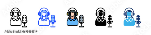 Podcast Host Icon Collection With Multiple Styles