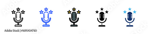 Podcast Review Icon Collection With Multiple Styles