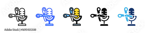 Podcast Editing Icon Collection With Multiple Styles