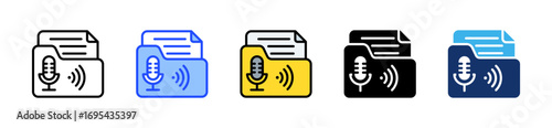 Podcast Archive Icon Collection With Multiple Styles
