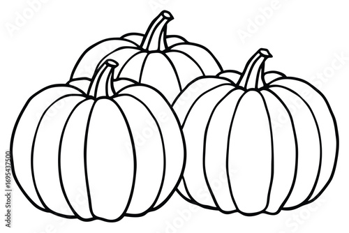 Three Pumpkins Outline gourds autumn