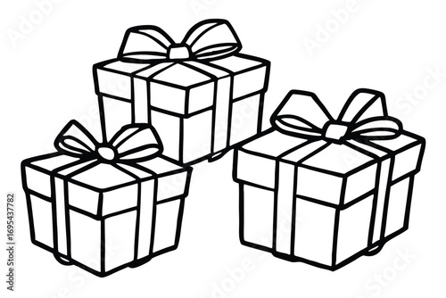 Three wrapped presents with bows gift boxes wrapped gifts