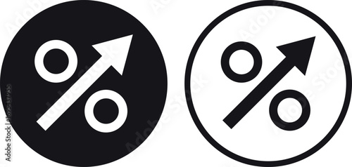 Percentage arrow up icon set in two styles . Percent up icon . Vector illustration