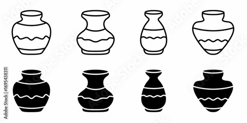 Urn. Vector collection of urn icon illustration. Black icon design.