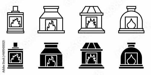 Furnace. Vector collection of furnace icon illustration. Black icon design.