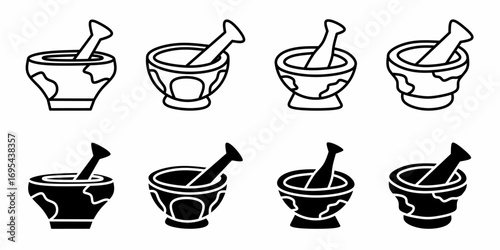 Mortar. Vector collection of mortar icon illustration. Black icon design.