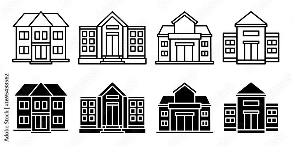Fototapeta premium School. Vector collection of school icon illustration. Black icon design.