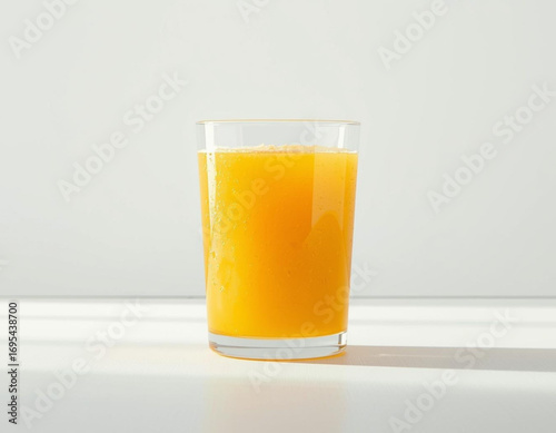 Ultra Realistic Close-Up of Orange Juice on White Background