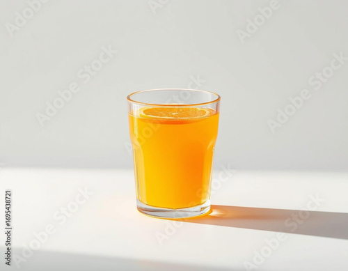 Ultra Realistic Close-Up of Orange Juice on White Background