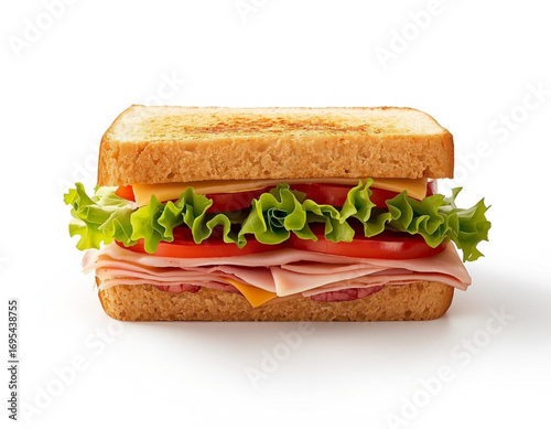 Ultra Realistic Close-Up of Sandwich on White Background