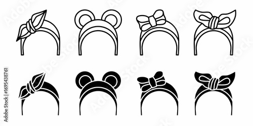 Headband. Vector collection of Headband icon illustration. Black icon design.