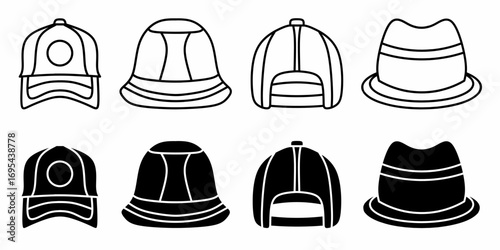 Hat. Vector collection of Hat icon illustration. Black icon design.