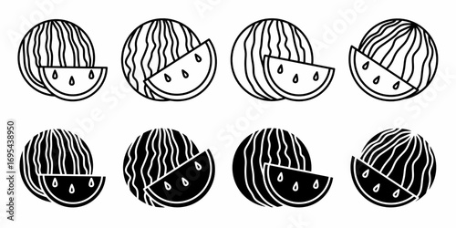 Watermelon. Vector collection of Watermelon icon illustration. Black icon design.