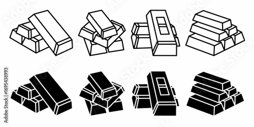 Gold. Vector collection of Gold icon illustration. Black icon design.