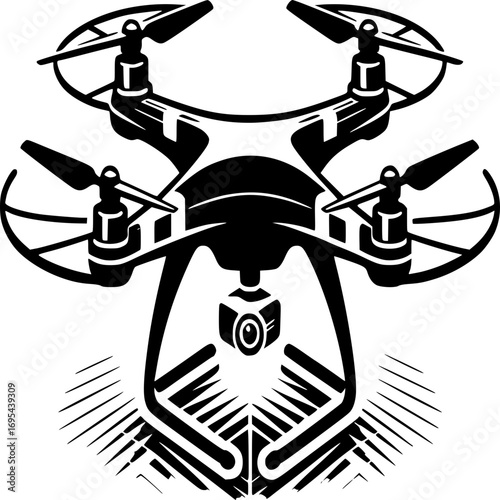 Aerial Technology Drone: A sleek, modern drone illustration showcases cutting-edge aerial technology, perfect for capturing stunning imagery from a unique vantage point.