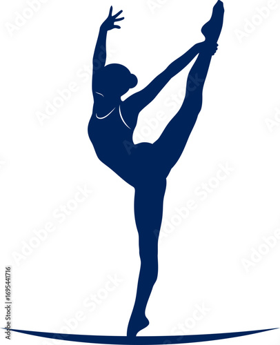 artistic gymnastics silhouette balance, grace, and athletic power, isolated on transparent background