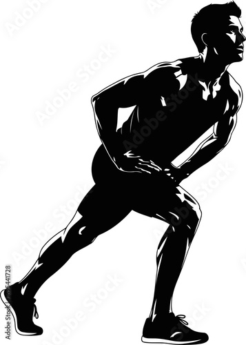 athlete silhouette exploding power, dynamic starting pose, ready to race, isolated on transparent background