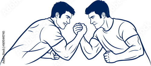 arm wrestling showdown strength, rivalry, and intense determination, isolated on transparent background