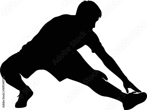 athlete silhouette pregame stretching, focused determination, and impending victory, isolated on transparent background