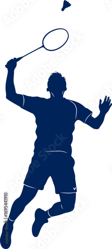 badminton player silhouette dynamic serve, effortless grace, athleticism in motion, isolated on transparent background