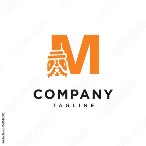 Letter M Tricone Drill Bit Logo Icon Vector