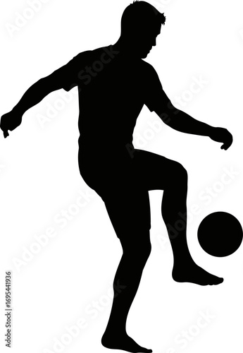 barefoot footballer silhouette effortless skill, summer fun, beach vibes, isolated on transparent background
