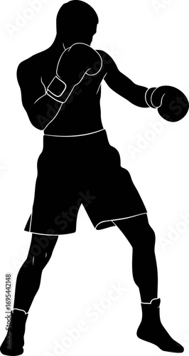 boxer silhouette the art of the jab, power, precision, and unwavering focus, isolated on transparent background