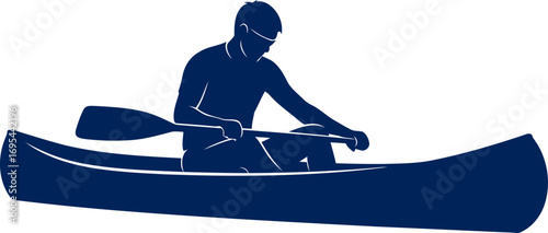 canoeists solitary journey a serene blue silhouette embracing tranquility and effortless glide, isolated on transparent background