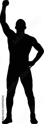 champions silhouette triumphant pose, victory achieved, empowering image, isolated on transparent background