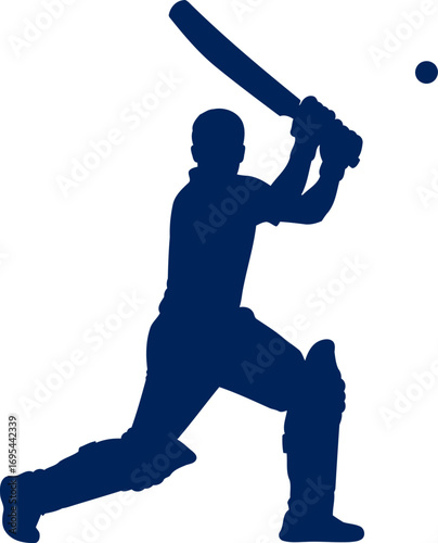 cricket batsman silhouette a powerful stance, anticipation, and the promise of victory, isolated on transparent background