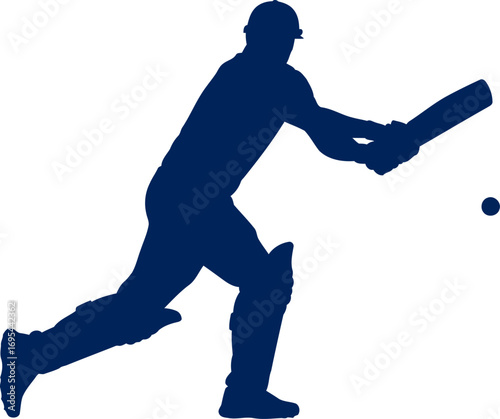 cricket batsman silhouette action, power, and the thrill of the game, isolated on transparent background