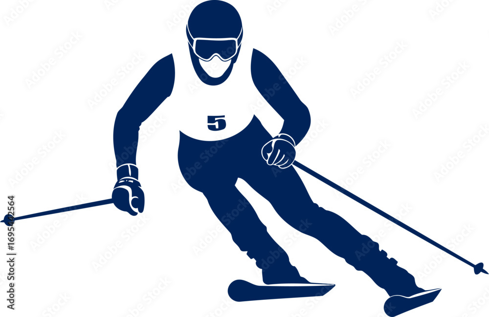 Obraz premium downhill skiing silhouette speed, grace, and the thrilling descent of winter, isolated on transparent background