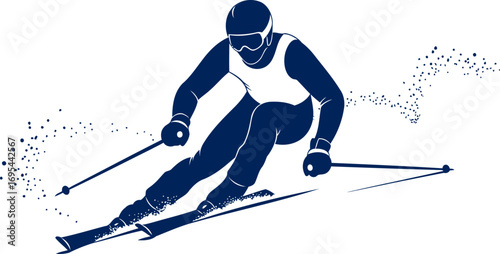 downhill speed demon a skiers silhouette, grace, and the thrill of alpine descent, isolated on transparent background