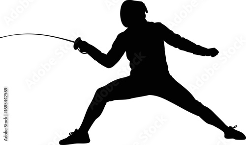 dynamic fencing silhouette athletes precision, power, and graceful movement in action, isolated on transparent background