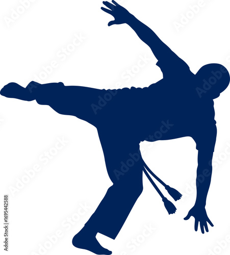 dynamic capoeira silhouette brazilian martial art, acrobatics, power, and grace in motion, isolated on transparent background