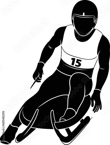 dynamic luge athlete silhouette speed, precision, and the thrill of controlled descent, isolated on transparent background
