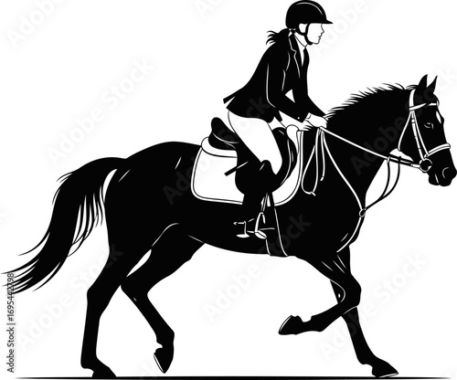 elegant equestrian silhouette grace, power, and the rhythmic dance of horse and rider, isolated on transparent background