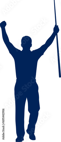 golfer silhouette triumphant pose, celebrating victory, championship joy, isolated on transparent background