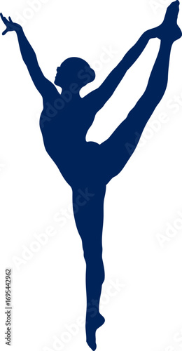 graceful rhythmic gymnast silhouette elegant pose, fluid movement, athletic power, isolated on transparent background