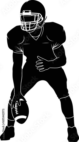 gridiron gladiator american football silhouette, poised for victory, intense determination, isolated on transparent background