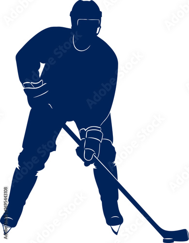 ice hockey silhouette a powerful stance, frozen moment, intense game, isolated on transparent background