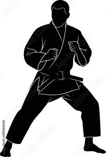 karate master silhouette the essence of martial arts discipline and focus, isolated on transparent background